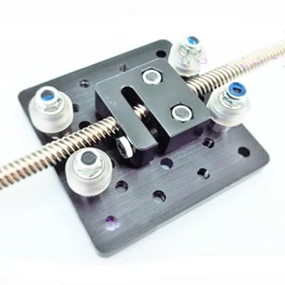 Black POM anti-backlash nut seat block for T8 lead screws, 12x33x34mm