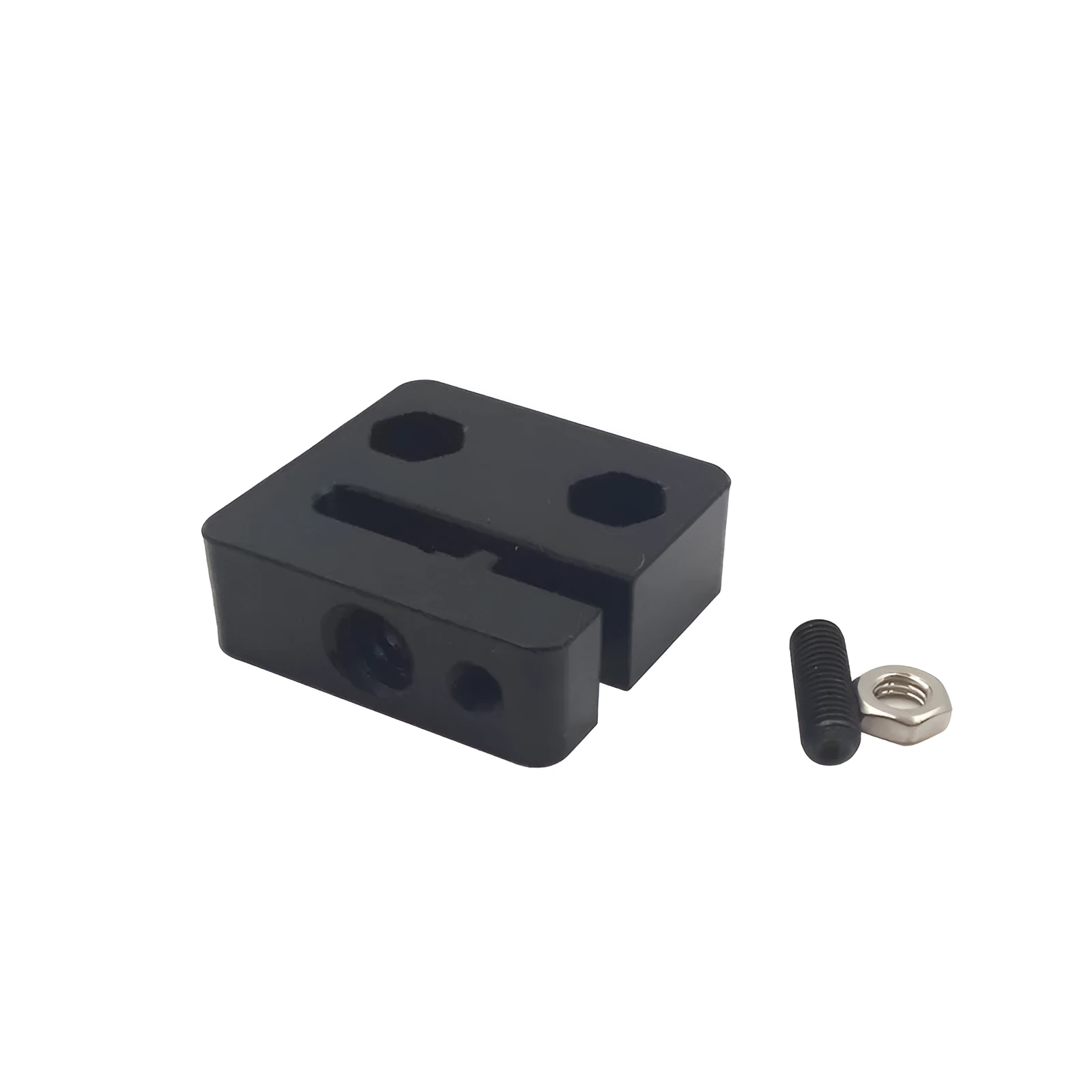 Black POM anti-backlash nut seat block for T8 lead screws, 12x33x34mm