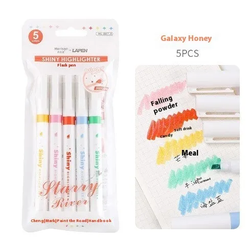 Super White Dazzling fine head painting pen with 2.8mm thick white tip, 14cm length, on dark surface