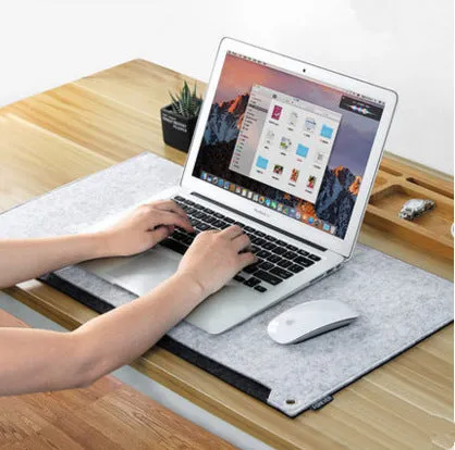 Grey felt multifunctional computer mouse pad and keyboard pad 33x63cm with USB hub and calculator desk mat