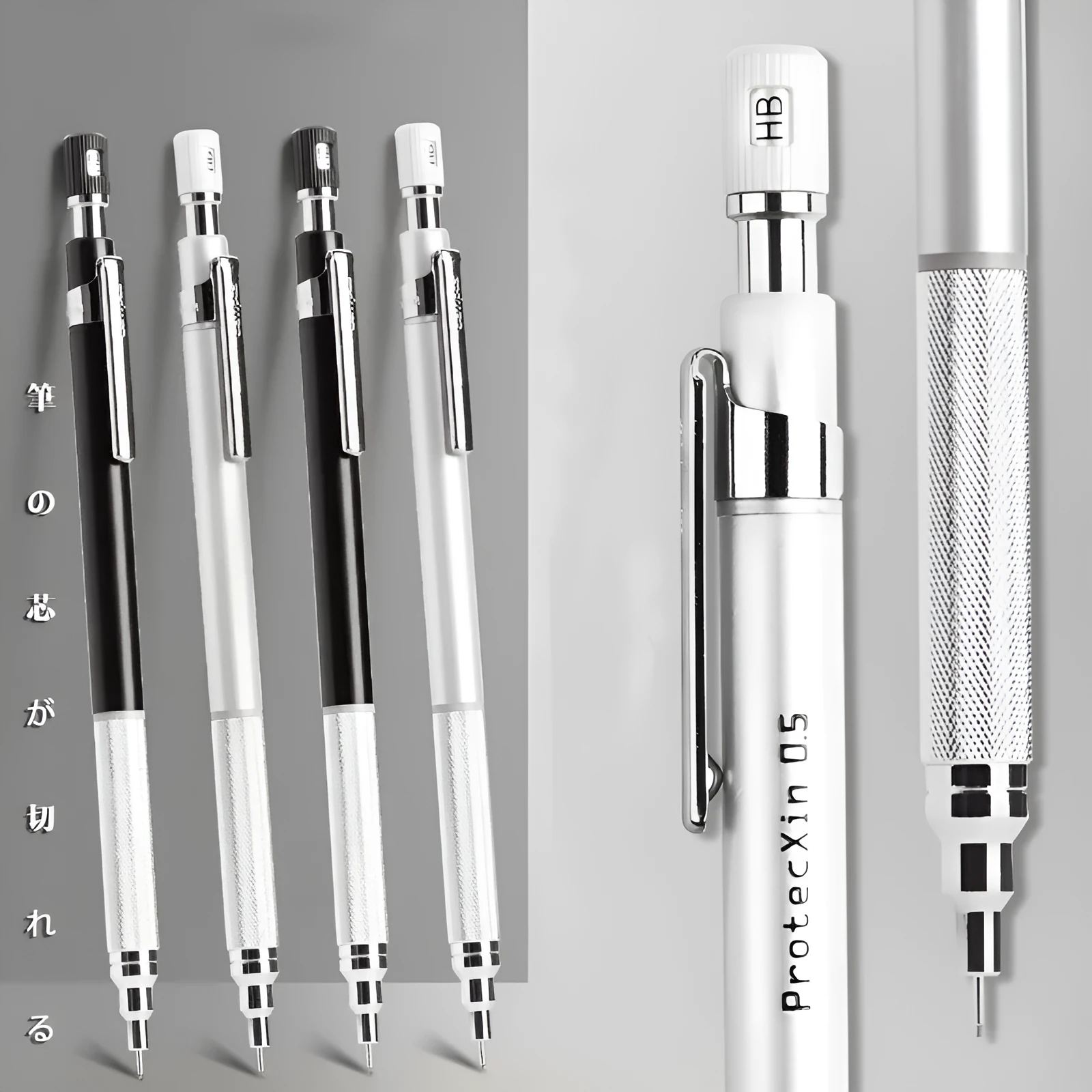 Low centre of gravity mechanical pencil 0.5mm HB in black for primary and middle school students