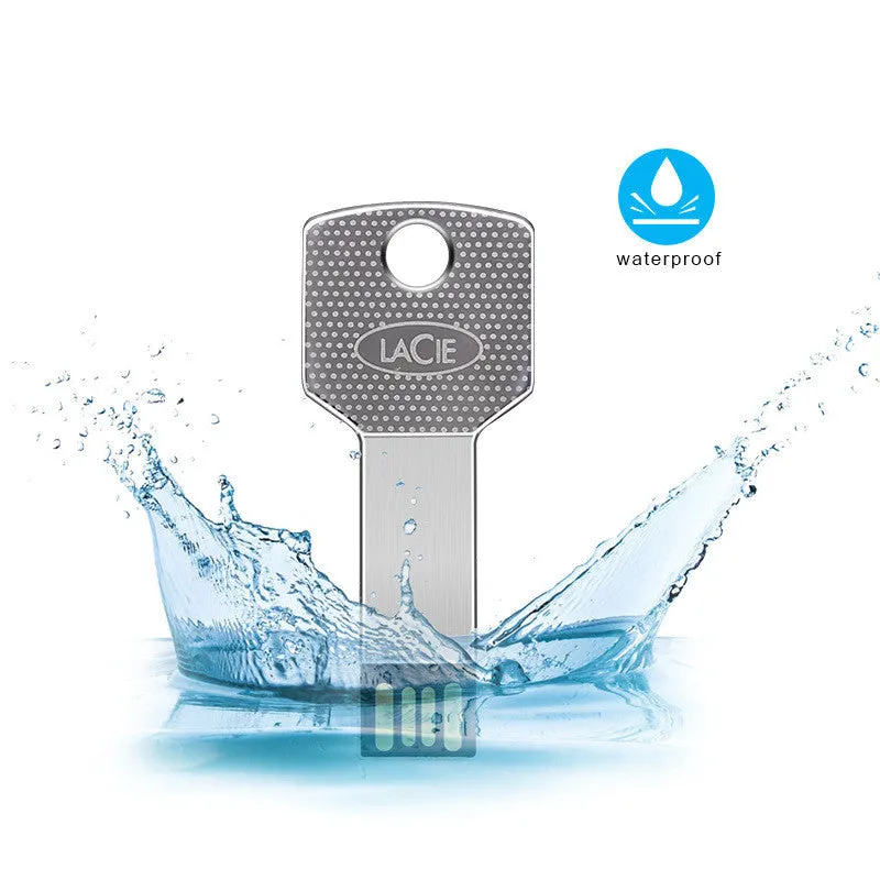 White metal USB 2.0 flash drive with key-style conjoined design, 47.5 x 13.5 x 4.5 mm