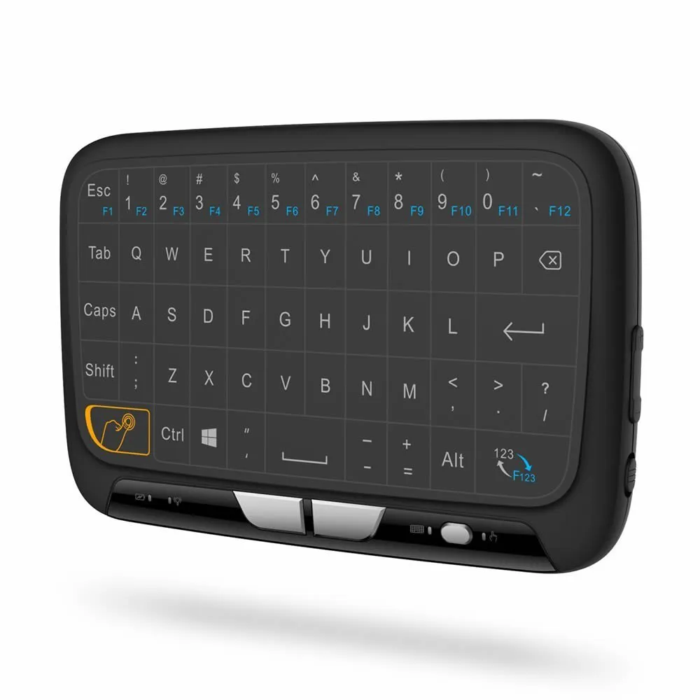 Mini H18 wireless keyboard with 5.3-inch touchpad and 2.4GHz dongle, black finish