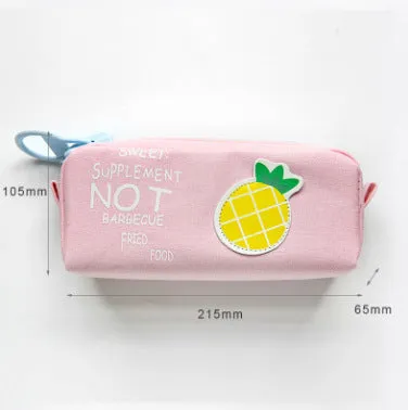 Leather corner animal pencil case in cartoon pattern with zip closure, compact storage for pens and pencils