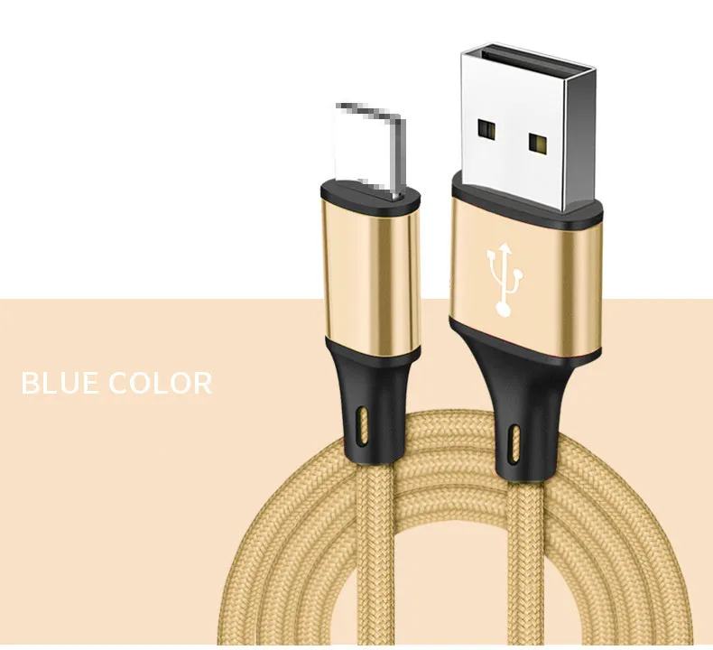 Braided data cable with Lightning interface, TPE insulation, ABS shell, available in multiple colours and lengths