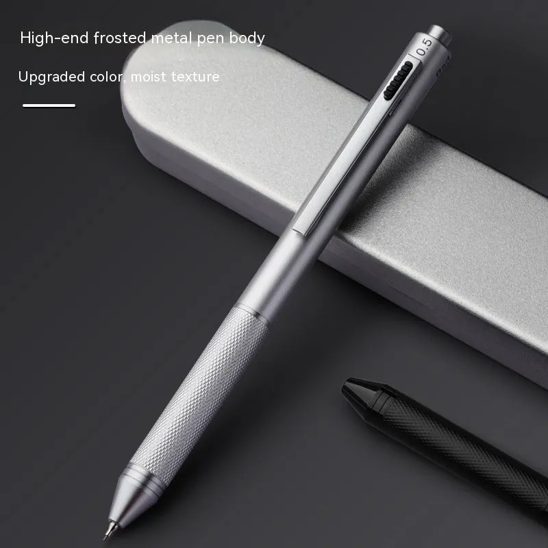 Gravity induction pen with metal shell in Matte Black finish, 0.5mm ballpoint tip, and tilt mechanism for colour change