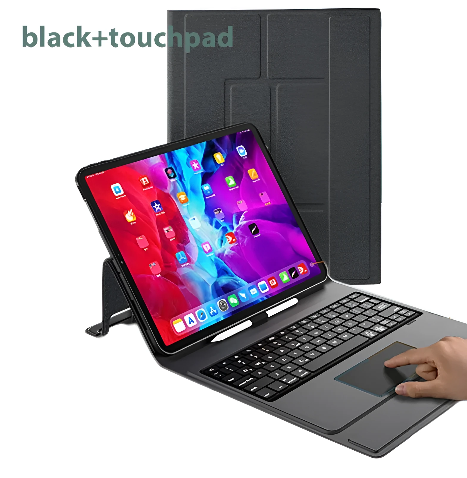 Bluetooth keyboard protector with integrated touch panel for iPad, black touch colour option