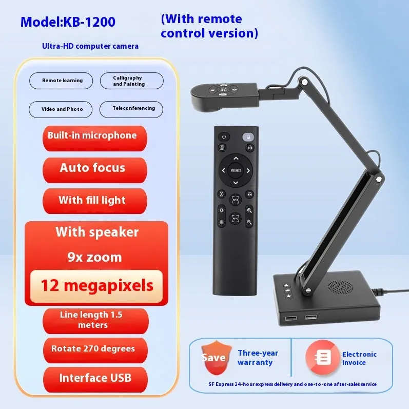 USB computer camera with microphone and autofocus for video calls and streaming