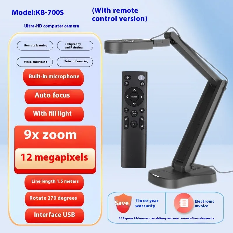 USB computer camera with microphone and autofocus for video calls and streaming