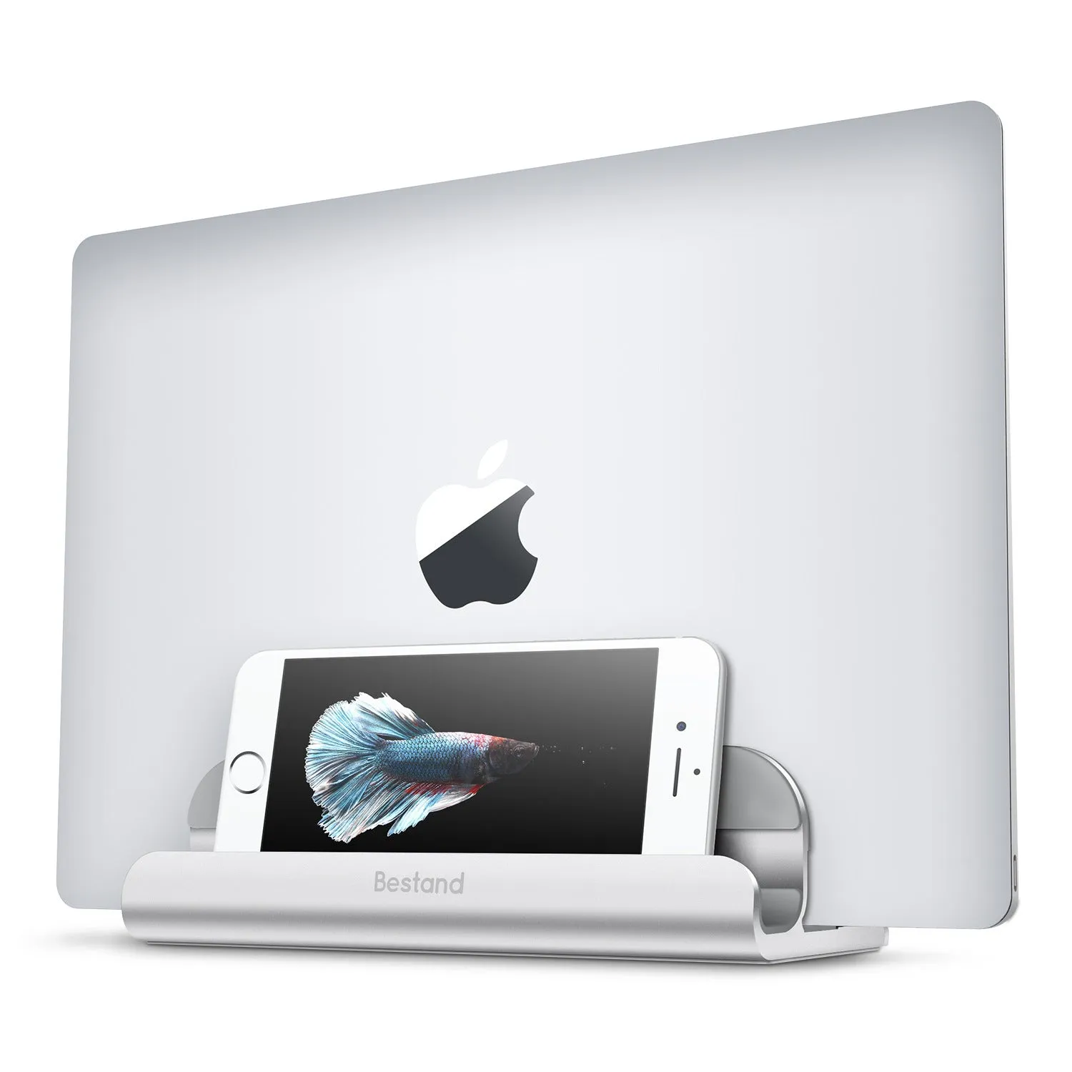 Silver aluminium alloy tablet lazy bracket on a desktop, 19x11.5x7.5cm universal fit