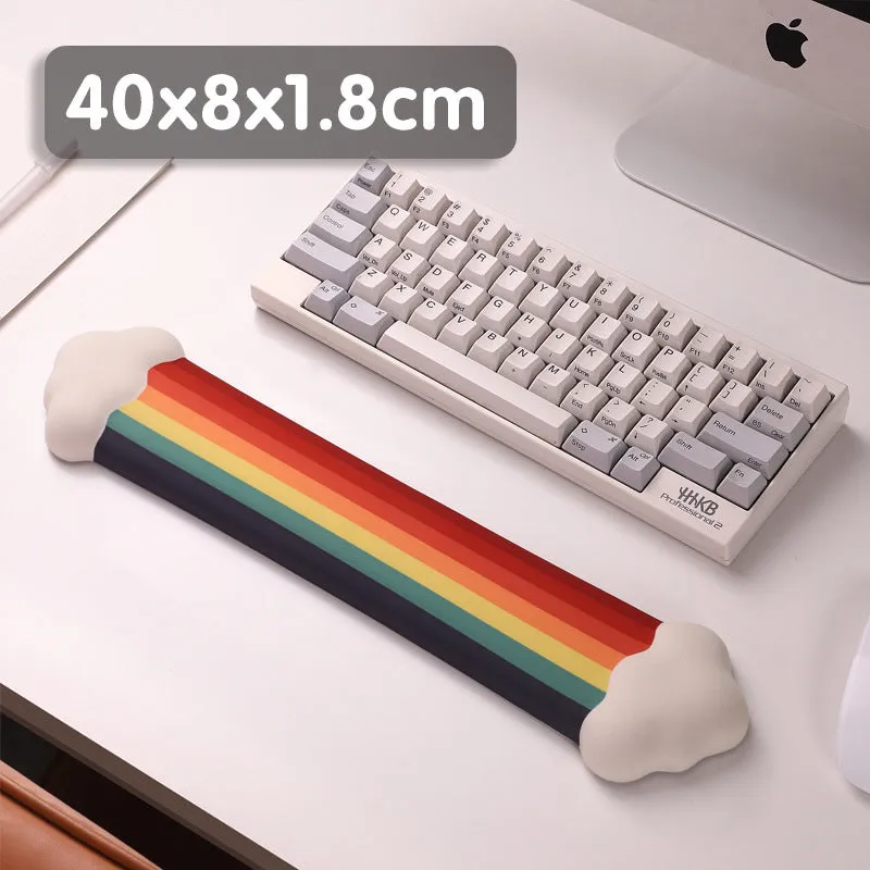 Silica gel wrist rest mouse pad and keyboard support with cloud pattern design on silicone material