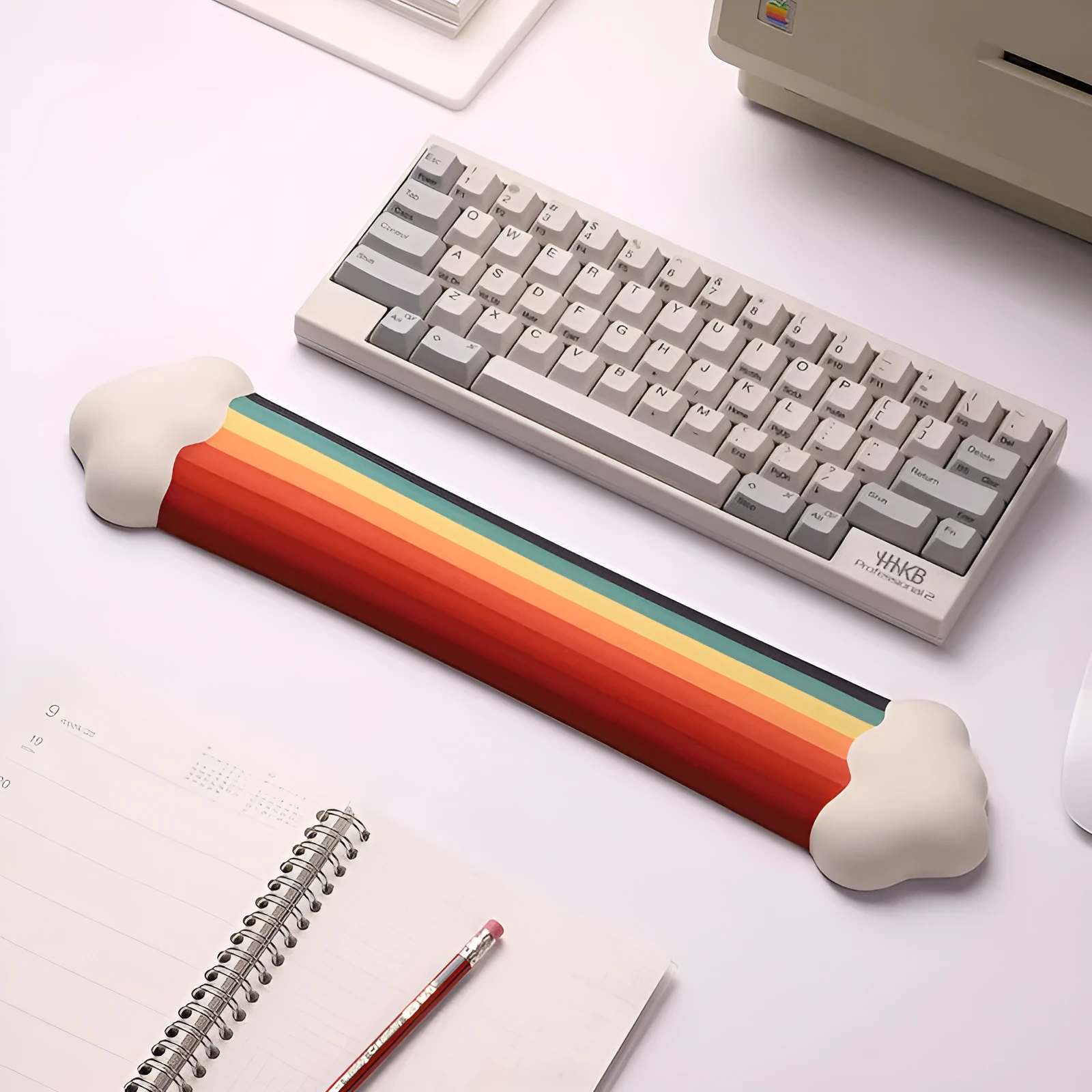Silica gel wrist rest mouse pad and keyboard support with cloud pattern design on silicone material