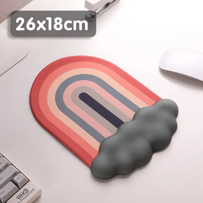 Silica gel wrist rest mouse pad and keyboard support with cloud pattern design on silicone material