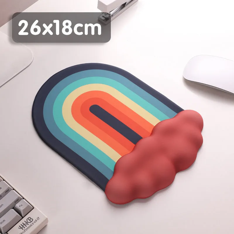 Silica gel wrist rest mouse pad and keyboard support with cloud pattern design on silicone material