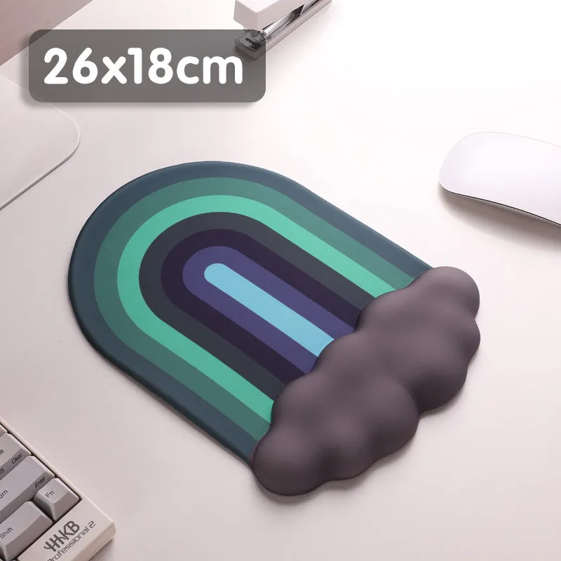 Silica gel wrist rest mouse pad and keyboard support with cloud pattern design on silicone material