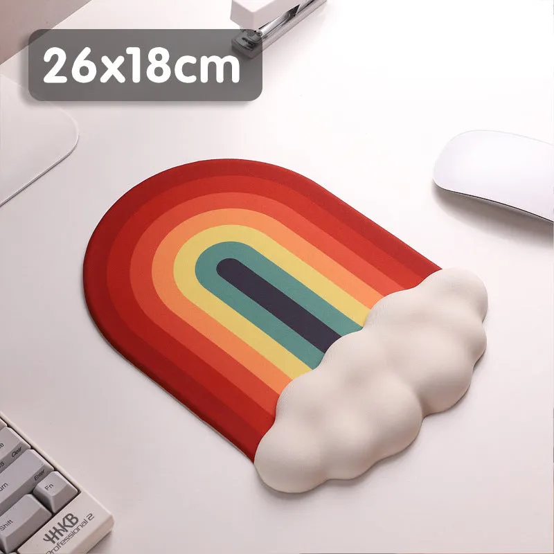 Silica gel wrist rest mouse pad and keyboard support with cloud pattern design on silicone material