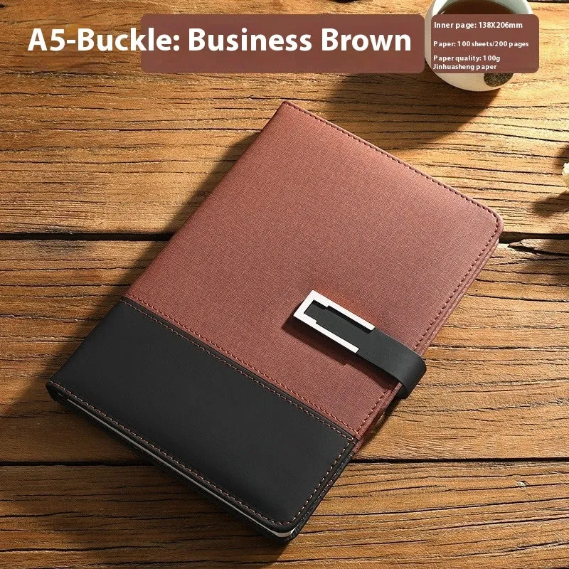 Business A5 notebook with soft PU leather cover and wood-free paper interior