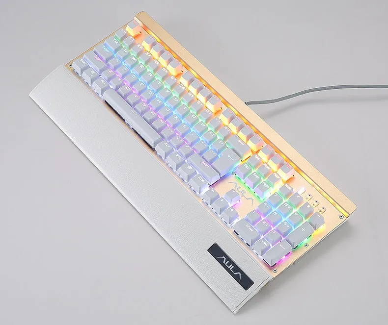 Tarantula Defender game mechanical keyboard with RGB backlight and metal panel in silver black colour
