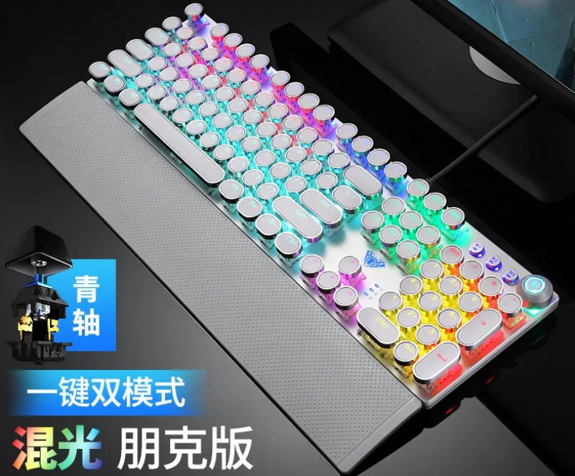 Tarantula Defender game mechanical keyboard with RGB backlight and metal panel in silver black colour