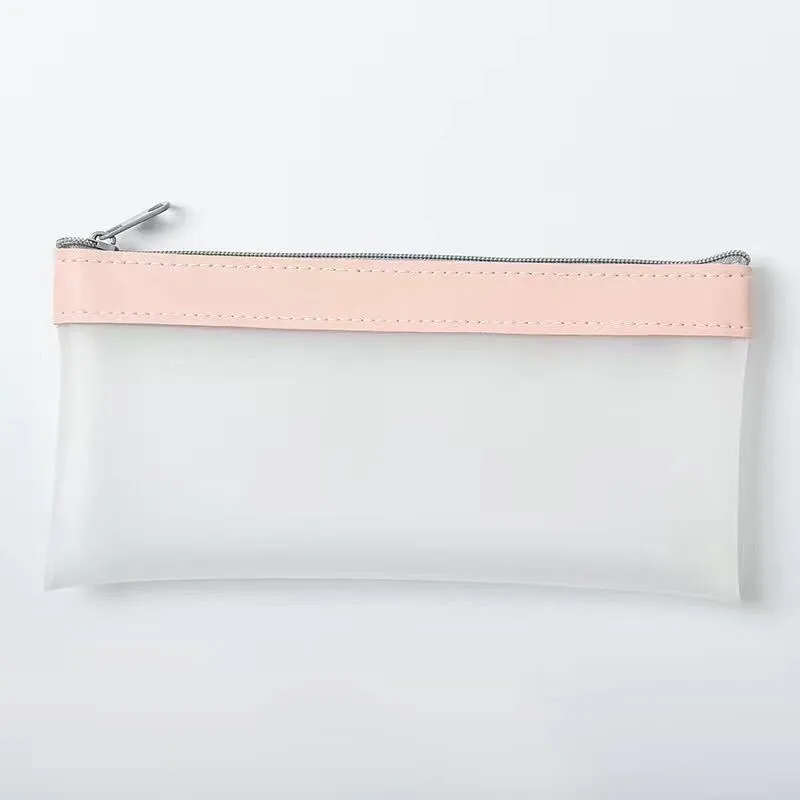 Junior high school high-value pencil case large capacity TPU stationery bag in beige colour option