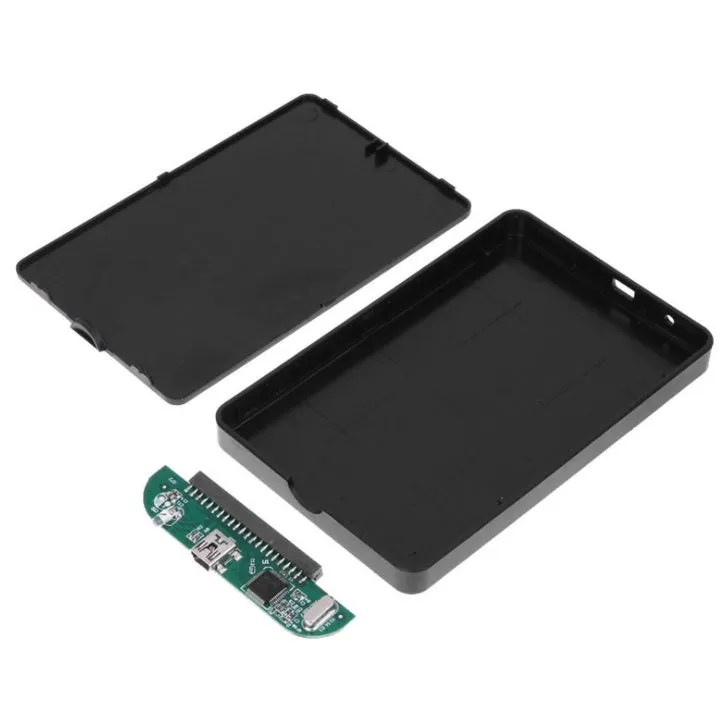 USB 2.0 2.5 inch IDE hard drive external enclosure in black aluminium magnesium alloy