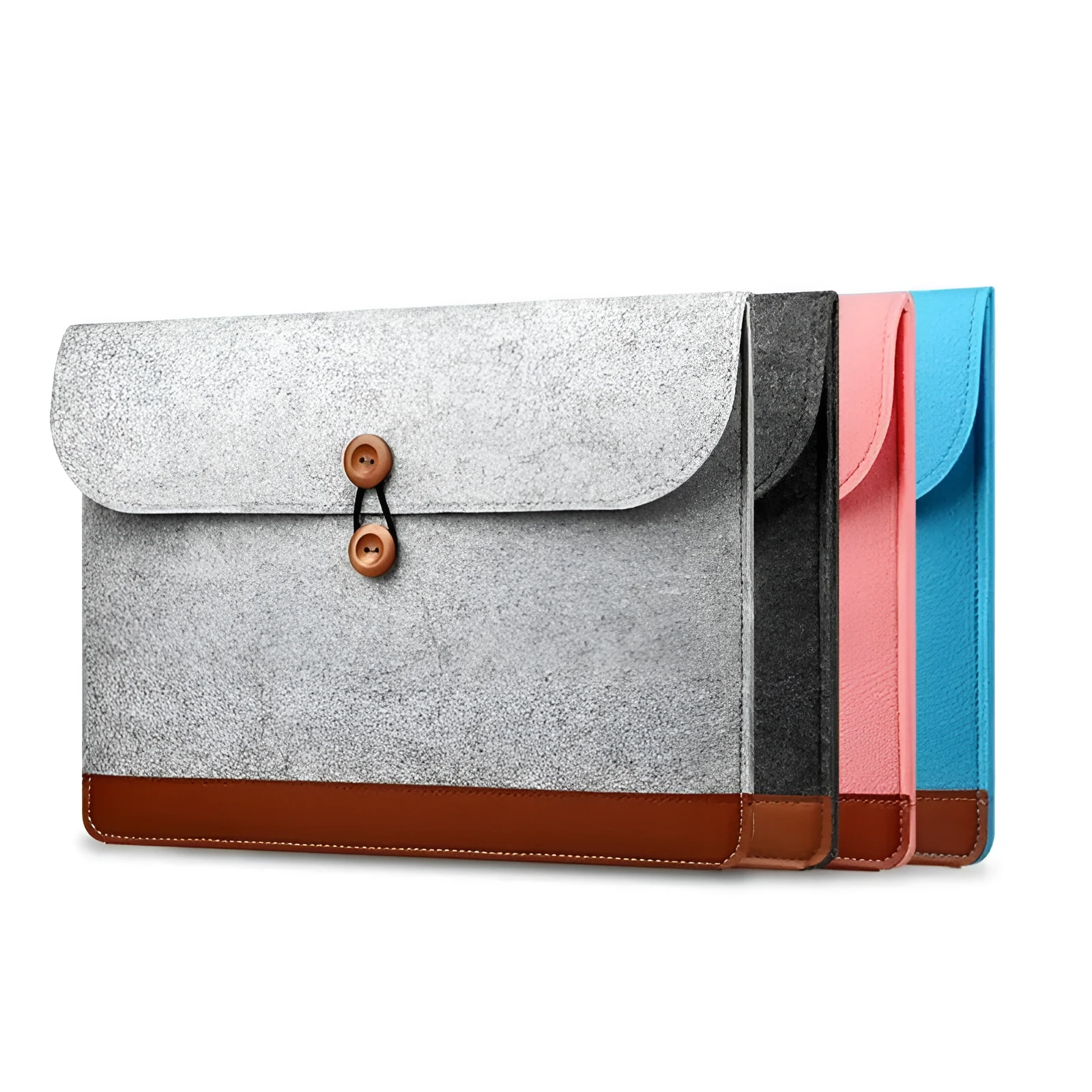 Felt flat protective cover for laptop in grey, size 15.6 inch