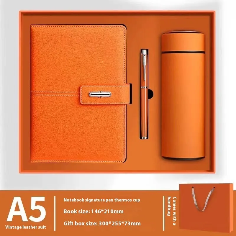 A5 notebook with PU leather cover in multiple colour options including black, red, green, blue, and orange