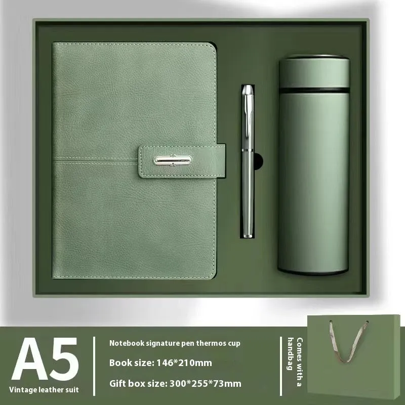 A5 notebook with PU leather cover in multiple colour options including black, red, green, blue, and orange