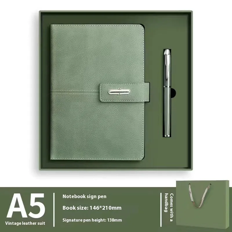 A5 notebook with PU leather cover in multiple colour options including black, red, green, blue, and orange