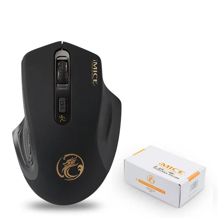 2.4G wireless mouse with ergonomic shape and USB receiver, available in four colours