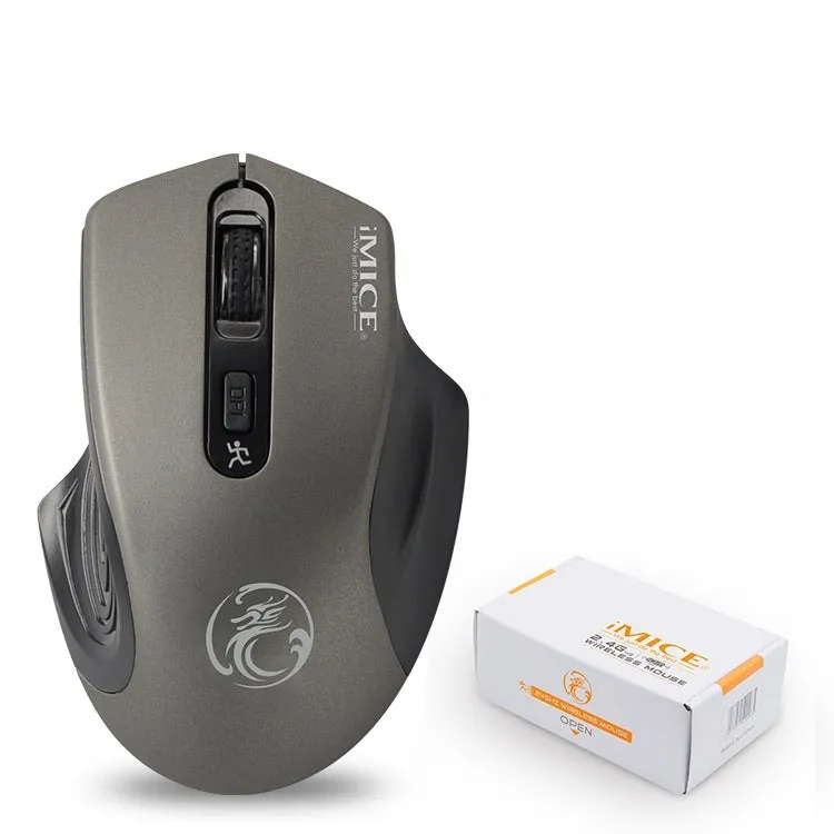 2.4G wireless mouse with ergonomic shape and USB receiver, available in four colours