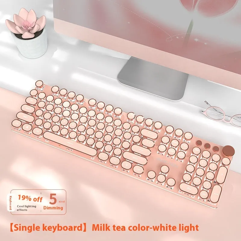 E-sports mechanical keyboard with multifunction knob and white backlighting in matcha green colour