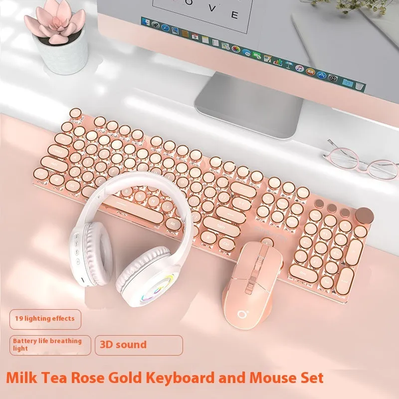 E-sports mechanical keyboard with multifunction knob and white backlighting in matcha green colour