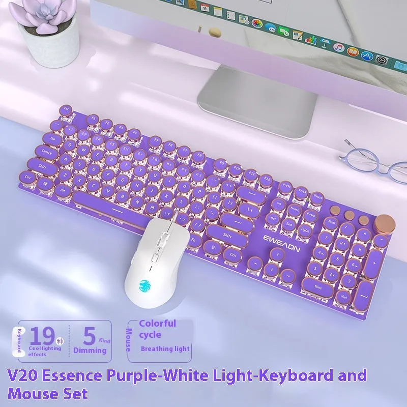 E-sports mechanical keyboard with multifunction knob and white backlighting in matcha green colour