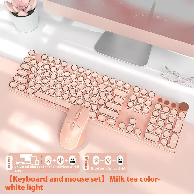 E-sports mechanical keyboard with multifunction knob and white backlighting in matcha green colour