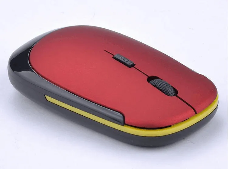 Laptop wireless mouse in five colours: red, green, blue, black, silver, 10x6x2 cm, Bluetooth and 2.4GHz