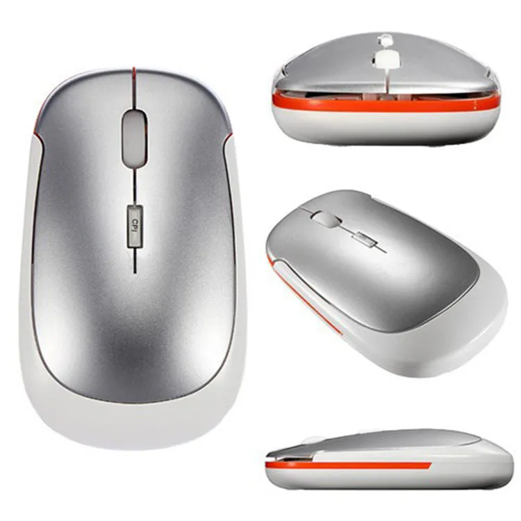 Laptop wireless mouse in five colours: red, green, blue, black, silver, 10x6x2 cm, Bluetooth and 2.4GHz