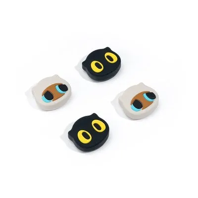 Silicone animal cartoon key button cap in design Big Face Cat on a keyring