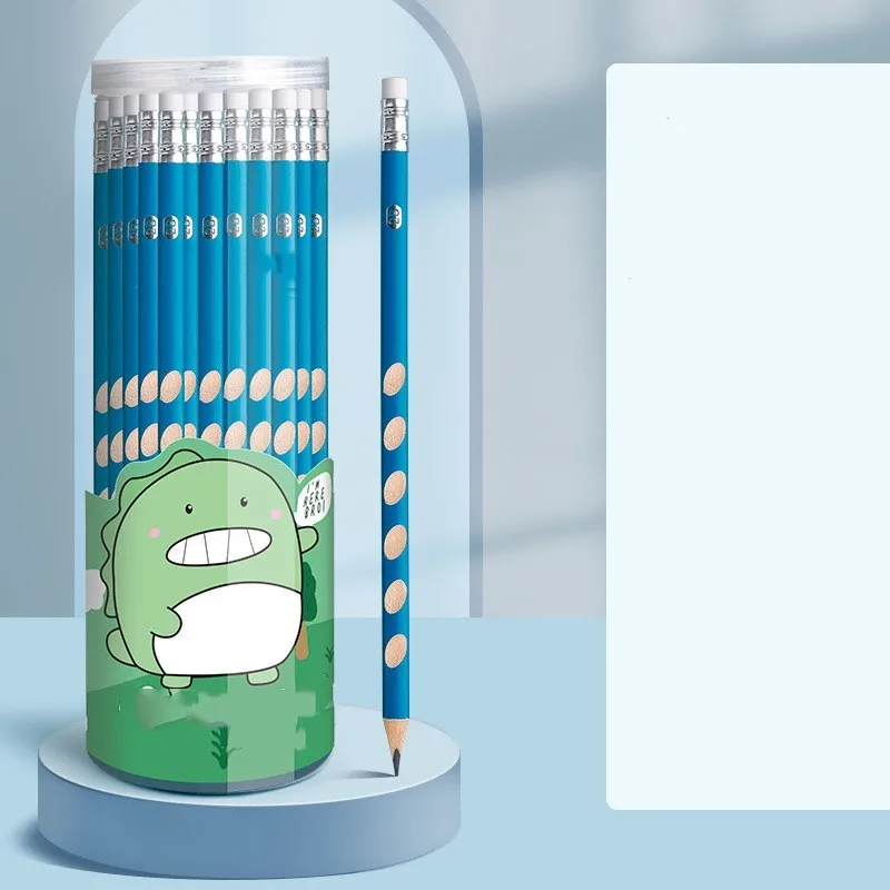 Primary school hole-shaped pencil for correcting grip, wooden, cartoon style, 188mm, on white background