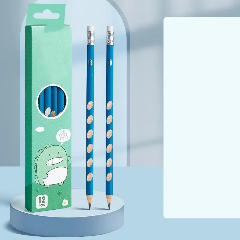 Primary school hole-shaped pencil for correcting grip, wooden, cartoon style, 188mm, on white background
