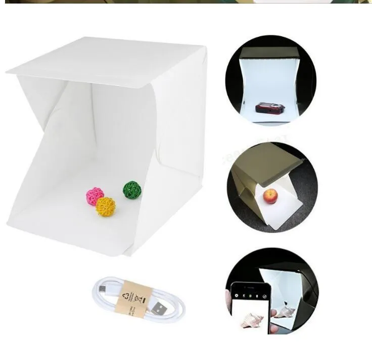 Mini LED folding studio soft light photo lamp with black and white background pads for product photography