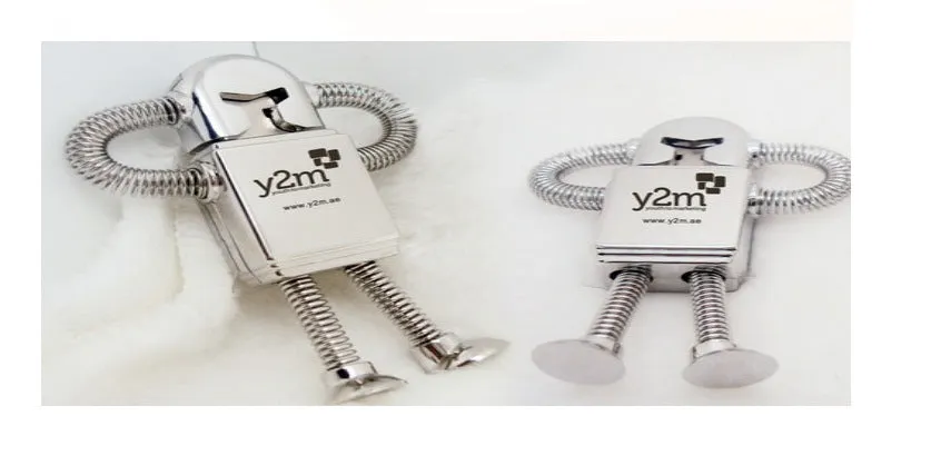 Zinc alloy Springman robot U disk USB flash drive in silver finish, 80x23x14mm, multiple capacities available