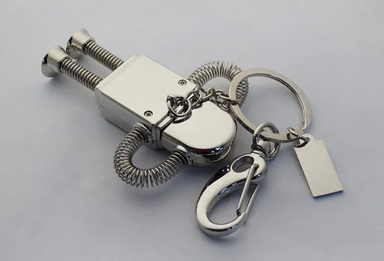 Zinc alloy Springman robot U disk USB flash drive in silver finish, 80x23x14mm, multiple capacities available