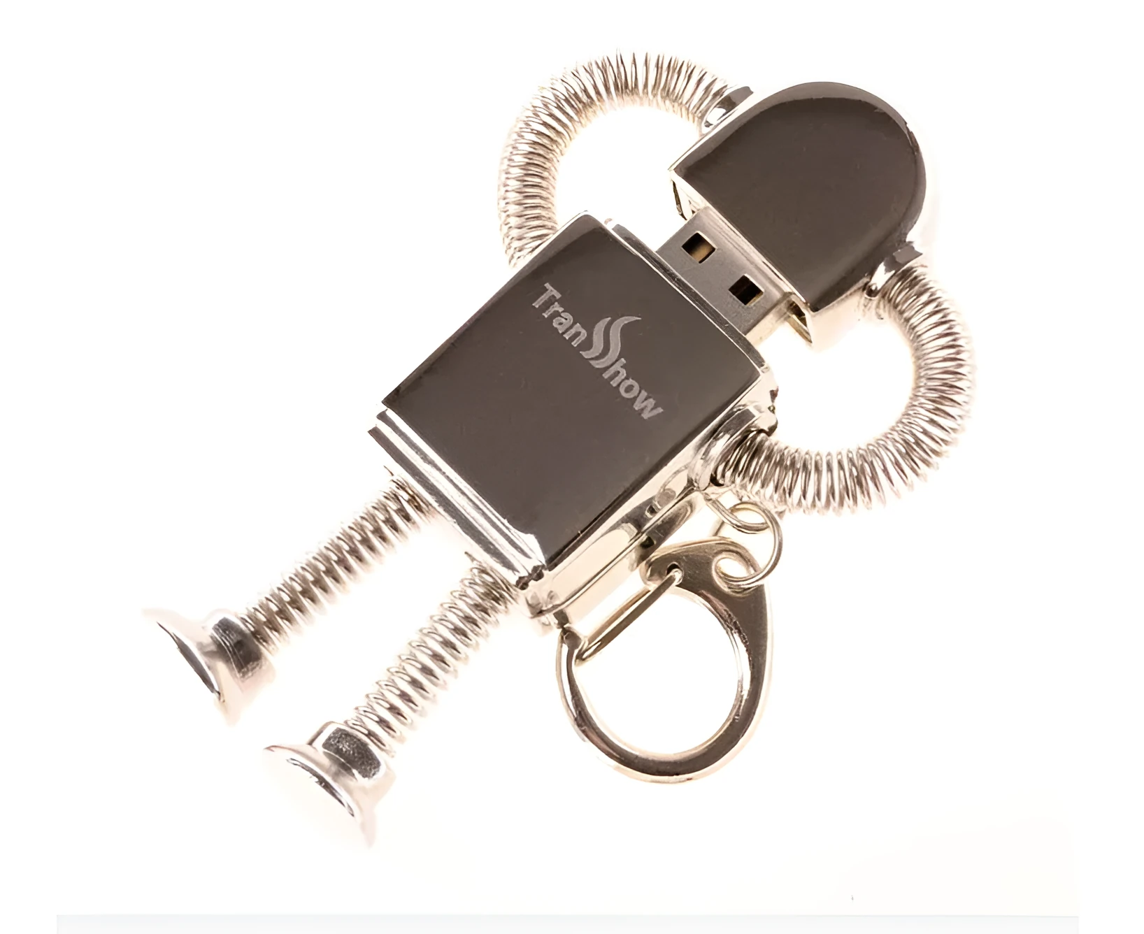Zinc alloy Springman robot U disk USB flash drive in silver finish, 80x23x14mm, multiple capacities available