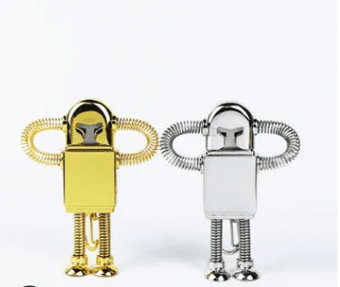 Zinc alloy Springman robot U disk USB flash drive in silver finish, 80x23x14mm, multiple capacities available