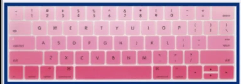 Silicone keyboard protective film for MacBook Air and Pro models, available in multiple colours