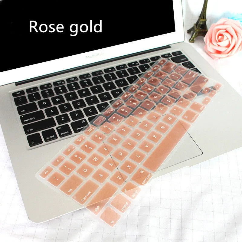 Silicone keyboard protective film for MacBook Air and Pro models, available in multiple colours