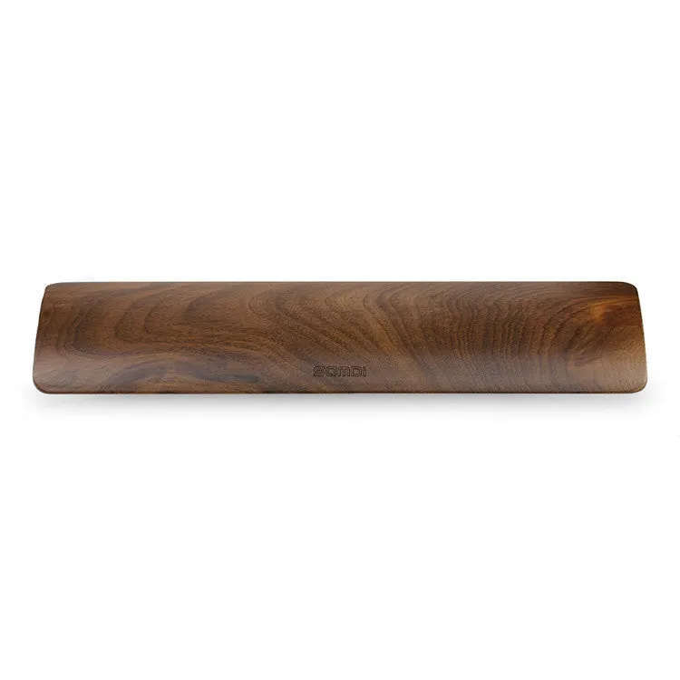 Single-sided wooden wrist pad in birch or walnut, 29.9x7.6x1 mm keyboard support
