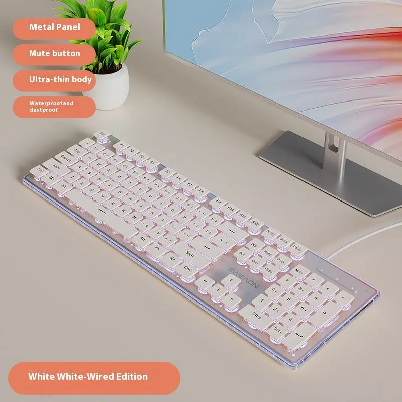 Prewalker V3 wired mechanical-feel keyboard and mouse set in retro green colour on a desk.