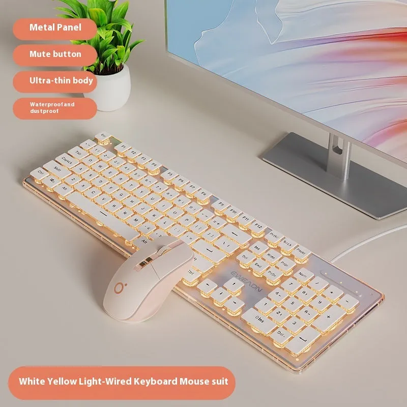 Prewalker V3 wired mechanical-feel keyboard and mouse set in retro green colour on a desk.